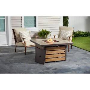 Summerfield 44 in. x 24.5 in. Square Steel Propane Fire Pit with Wood-Look Tile Top