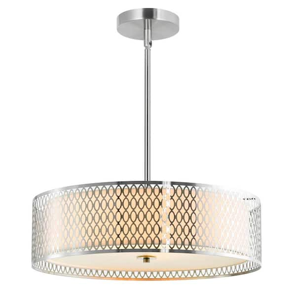 CWI Lighting Mikayla 5 Light Drum Shade Chandelier With Satin Nickel Finish