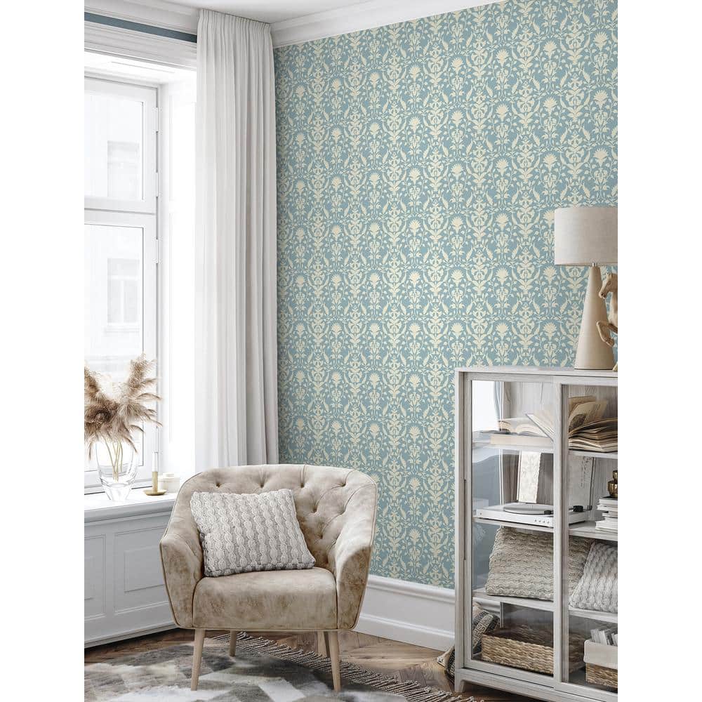 Chambray Blue Floral Self-Adhesive Vinyl Wallpaper Roll