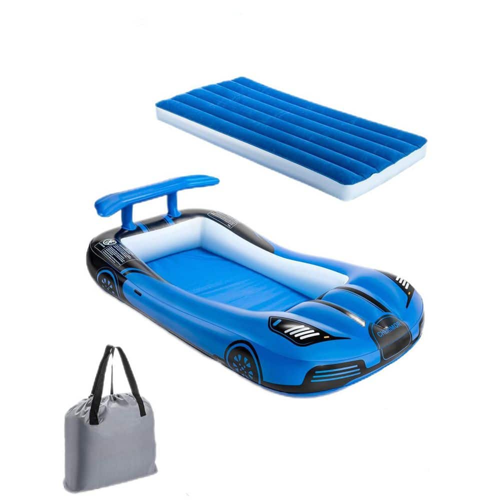81 in. L x 45 in. W x 13 in. H Portable Racecar Inflatable Air Mattress Tra