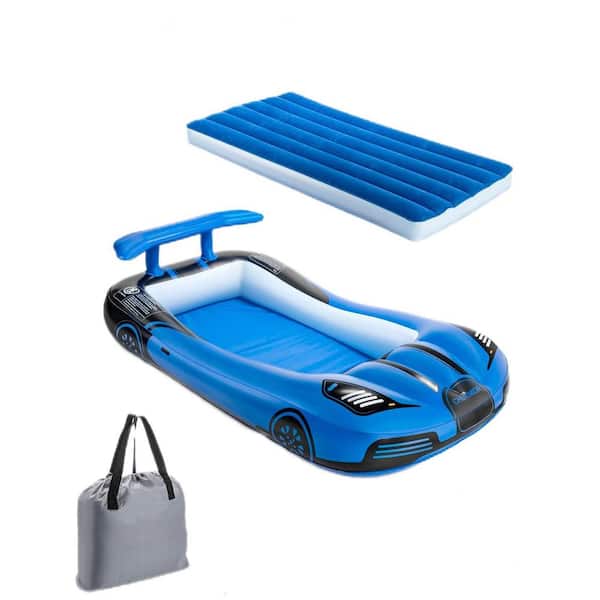 81 in. L x 45 in. W x 13 in. H Portable Racecar Inflatable Air Mattress Travel Bed with Safety Bumpers and Electric Pump