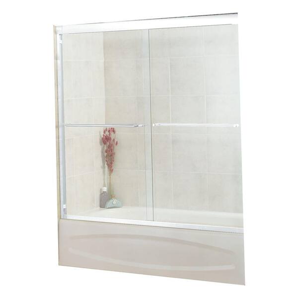 MAAX Tonik 59-1/2 in. x 57-3/8 in. Frameless Sliding Tub Door in Chrome with 6MM Clear Glass