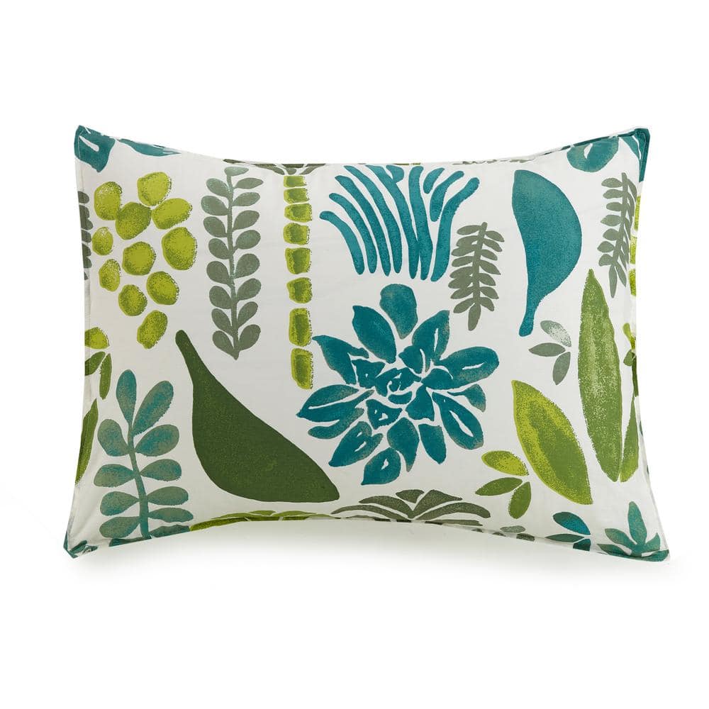 Jardin Green Botanical Cotton 3-Piece King Duvet Set