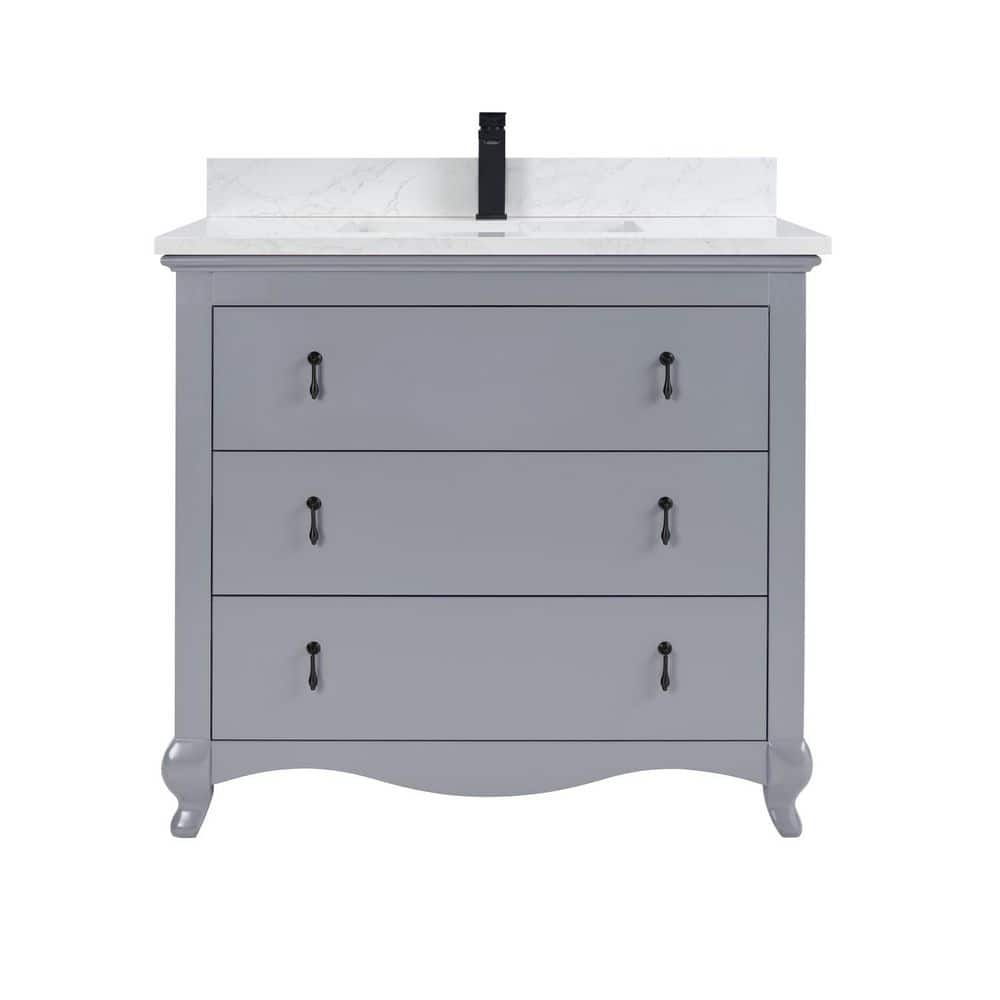 French Contemporary Series 36 in. 1 Freestanding Cadet Bath Vanity with White Artificial Stone Top Assembled Bath Vanity price history on PriceWatchPro
