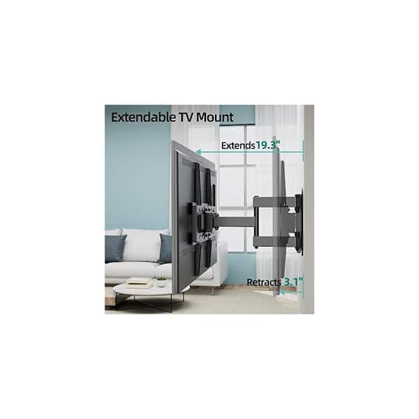 Full Motion TV Wall Mount For 26-65" TVs Up To 88 Lbs – Extends 19", Swivels 180°, Tilts, Single Stud Design, VESA 400x400