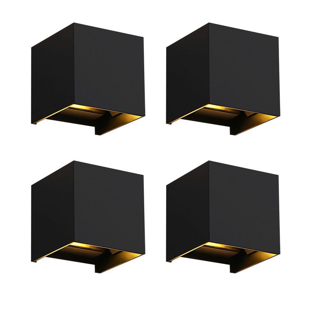 4.72 in. Black Aluminum Up And Down Square LED Outdoor Wall Sconce with Adjustable Light Beam, IP65 Waterproof(4-Pack) price history on PriceWatchPro