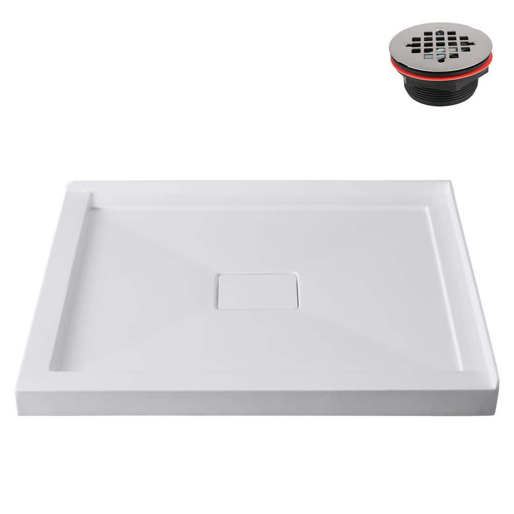 GB-611-448 60 in. x 36 in. Corner Acrylic Shower Pan Base in Glossy White with Center Drain, Drain Included price history on PriceWatchPro