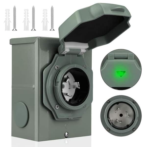 50 Amp Generator Inlet Box, NEMA 3R Transfer Switch, SS2-50P Weatherproof Power Inlet, 125/250V, 12500W, ETL Listed