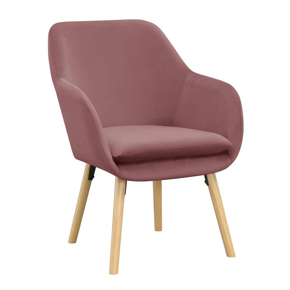 Blush Velvet Accent Chair with Oak Legs