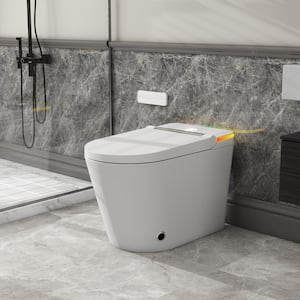 Foot Sensor Smart Elongated Bidet Toilet 1.28 GPF in Glossy White with Adjustable Sprayer Settings