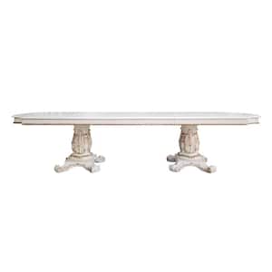 Vendome Antique Pearl Finish Wood 48 in. Column Dining Table Seats 10-Plus