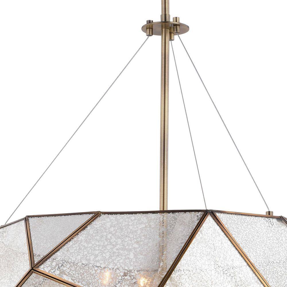 Euclid 24-Inch Aged Brass Drum Pendant Light with Mercury Glass