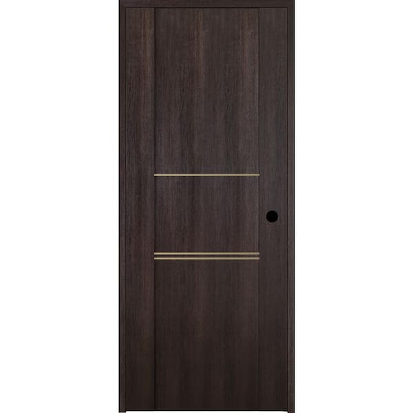 Belldinni Vona 01 3H Gold 24 in. x 80 in. Left-Handed Solid Core Composite Veralinga Oak DIY-Friendly Single Prehung Interior Door
