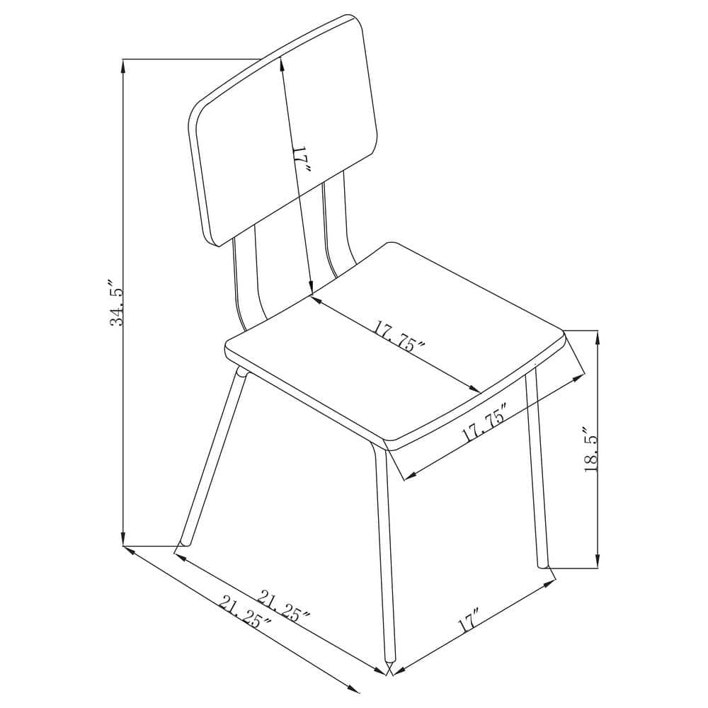 Black and White Upholstered Ladderback Side Chair Set with Metal Base
