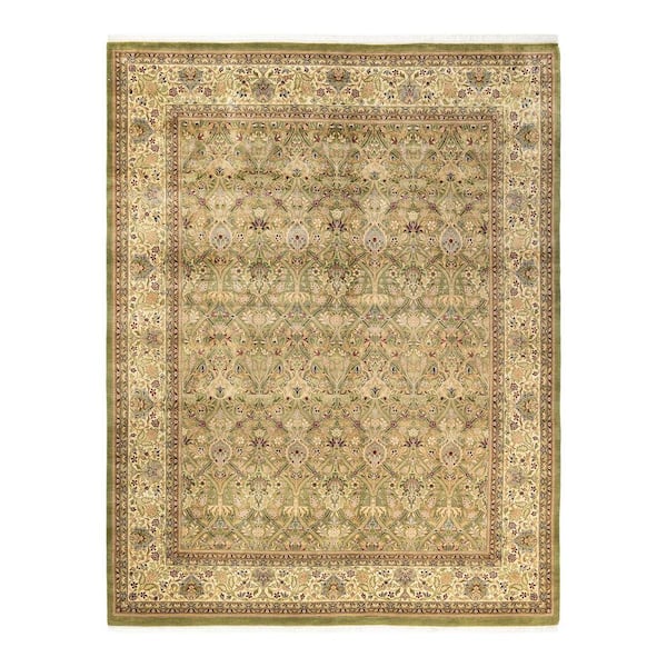 Solo Rugs Mogul One-of-a-Kind Traditional Green 8 ft. 1 in. x 10 ft. 6 in. Floral Area Rug