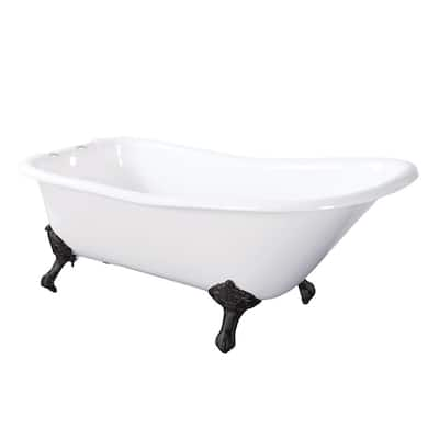 Kingston Brass CCK2148AL Vintage High Rise Gooseneck Clawfoot Tub and Shower Package with Metal Lever Handles, Satin Nickel