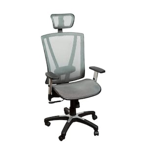 26.2 in. Width Big and Tall Grey Mesh Ergonomic Chair with Wheels