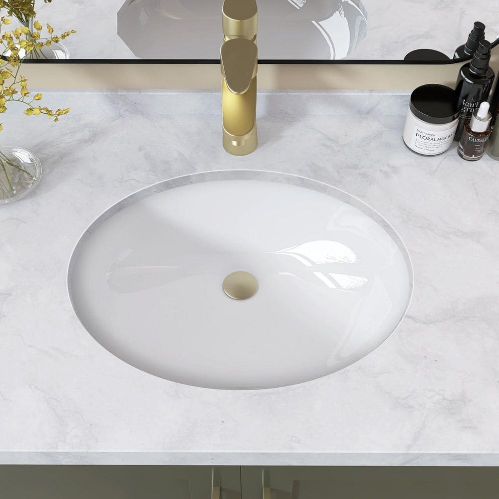 Zeafive 20 in. Undermount Oval U-shape Bathroom Sink with Overflow Zeafive 20 in. Undermount Oval U-shape Bathroom Sink with Overflow