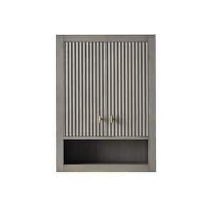 24 in. W x 8 in. D x 33 in. H Bathroom Storage Wall Cabinet in Linear Driftwood Gray/GB