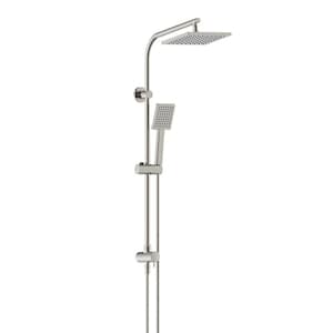 Modern Wall Bar Shower Kit 1-Spray 8 in. Square Rain Shower Head with Hand Shower in Brushed Nickel (Valve Not Included)