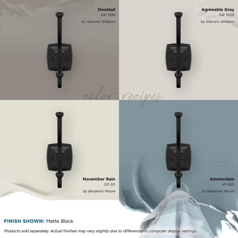 Matte Black Double Prong Decorative Metal Wall Hook