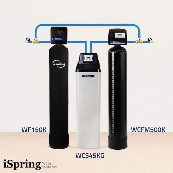 ISPRING Whole House Iron, Manganese and Hydrogen Sulfide Water Filtration Systems + Water Softener + Heavy Metal Water Filter