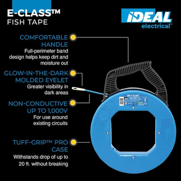 E-Class Fish Tape 100 ft. with Glow in Dark Eyelet