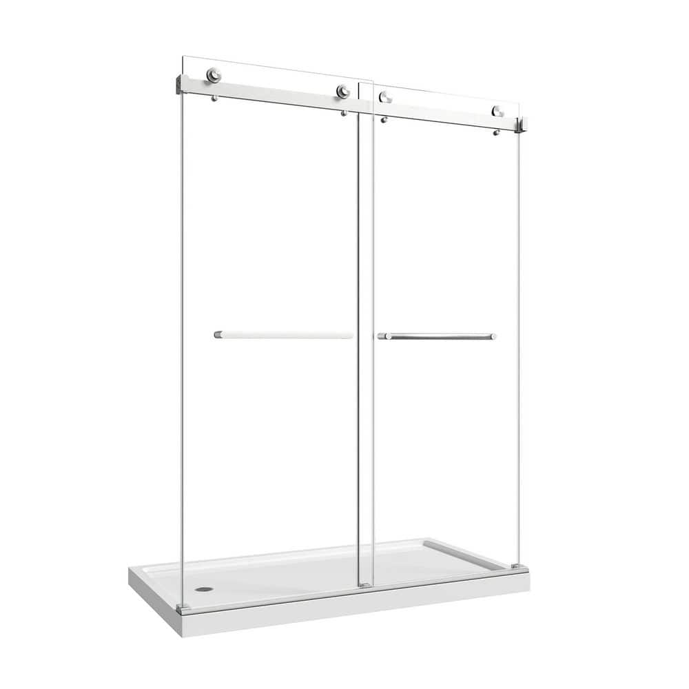 55 in.-60 in. W x 76 in. H Frameless Double Bypass Sliding Shower Door in Brushed Nickel with Tempered Safety Glass price history on PriceWatchPro