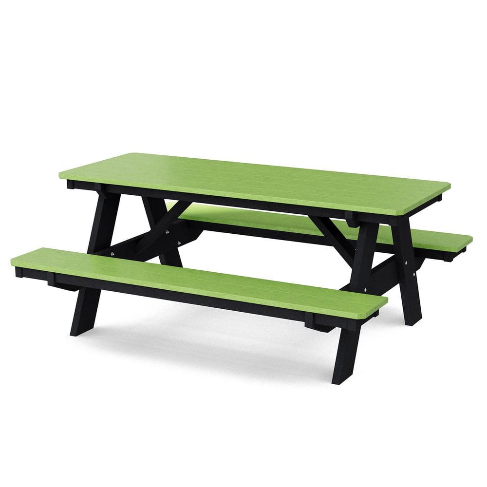 Heritage 72 in. Lime Green and Black Rectangle HDPE Plastic Picnic Table Seats 6 People price history on PriceWatchPro