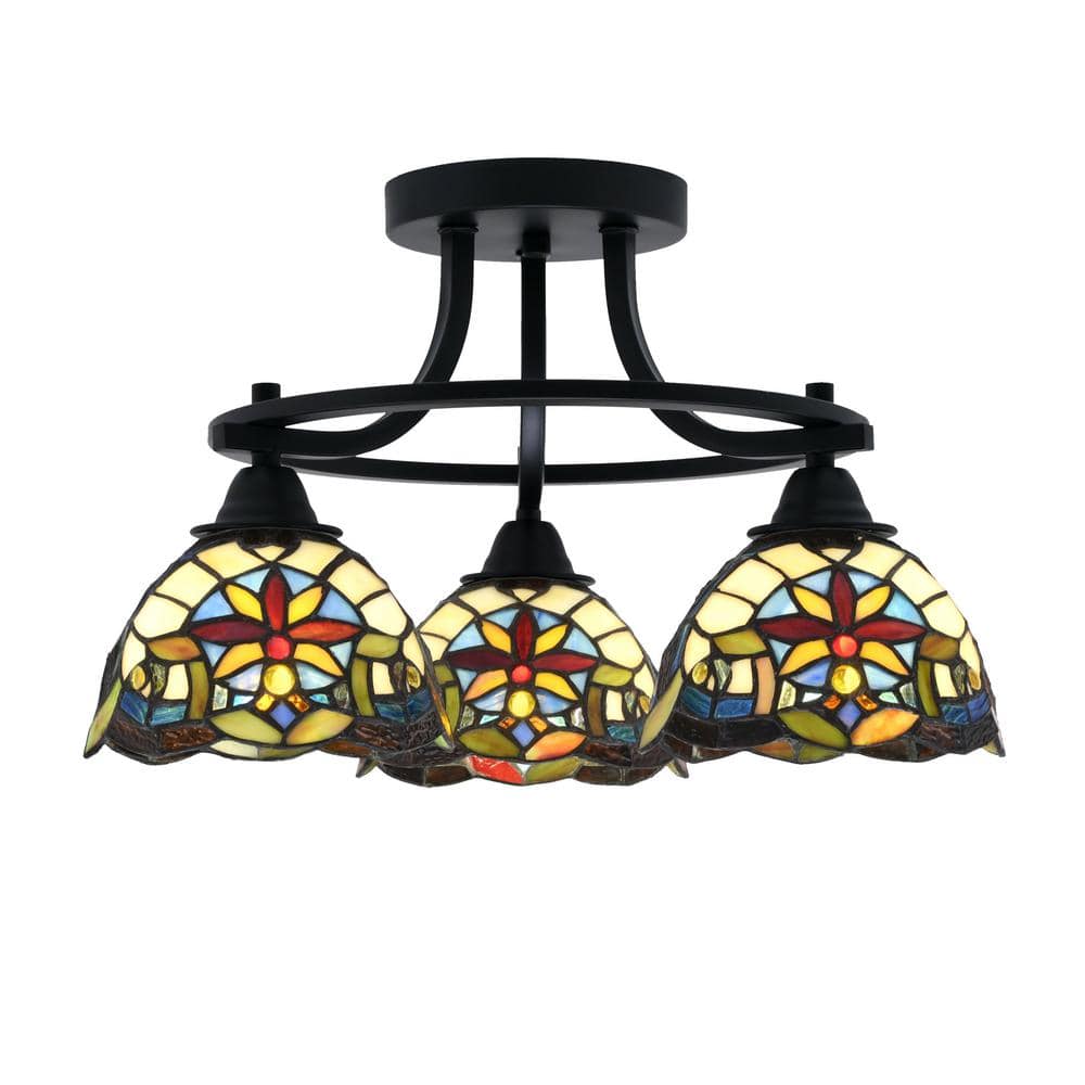 Madison 3-Light Semi-Flush Shown In Matte Black Finish With 17.25 in. Earth