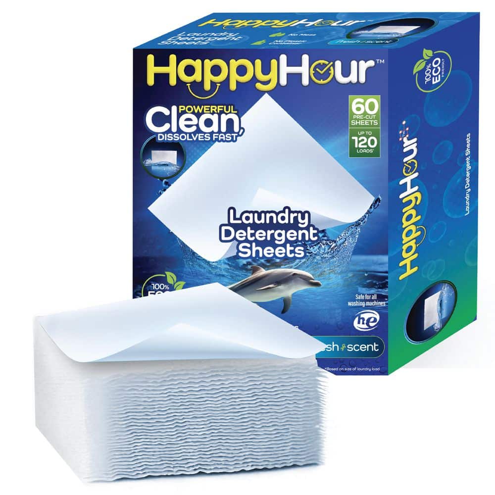 Pre Cut Eco Friendly Stain Fighting Laundry Detergent Sheets Fresh Scent 60