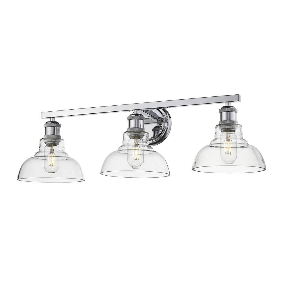 Carver 3-Light Silver Vanity Light with Clear Glass Shades