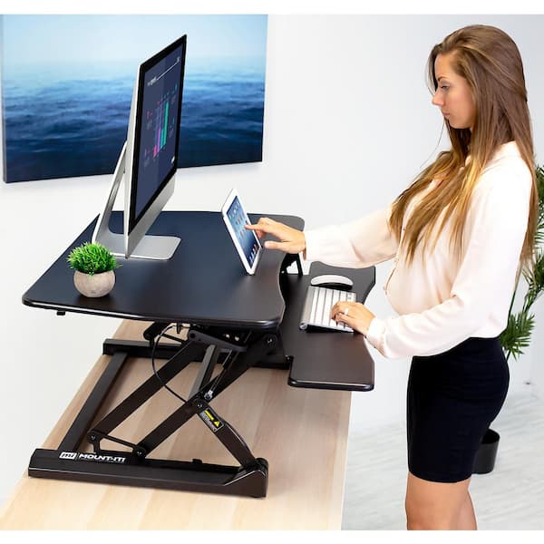 Stand Steady Flexpro Power 36 inch Electric Standing Desk - Electric Height Adjustable Stand Up Desk by Award Winning Holds 2 Monitors (Black) (36)