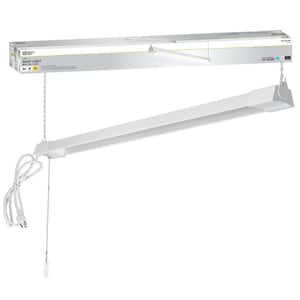 3 ft. 36-Watt Equivalent Integrated LED White Shop Light with Pull Chain 3000 Lumens 4000K Bright White