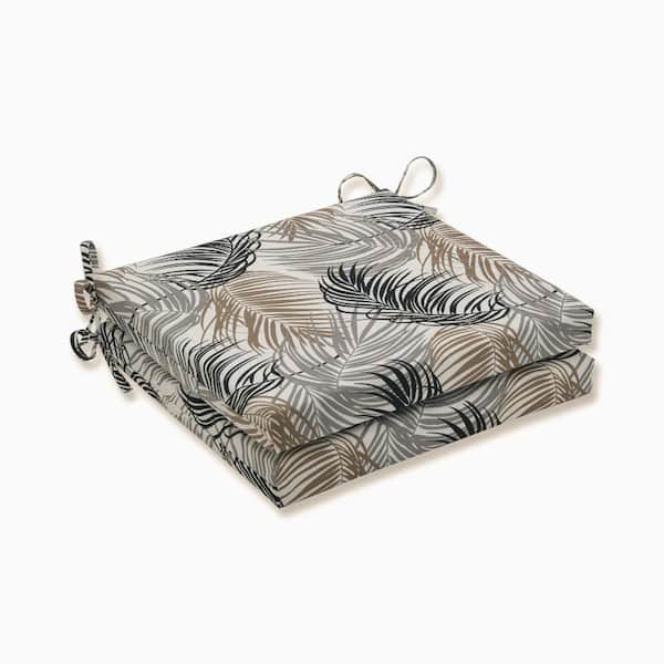 Floral 20 in. x 20 in. Outdoor Dining Chair Cushion in Black/Grey/Brown (Set of 2)