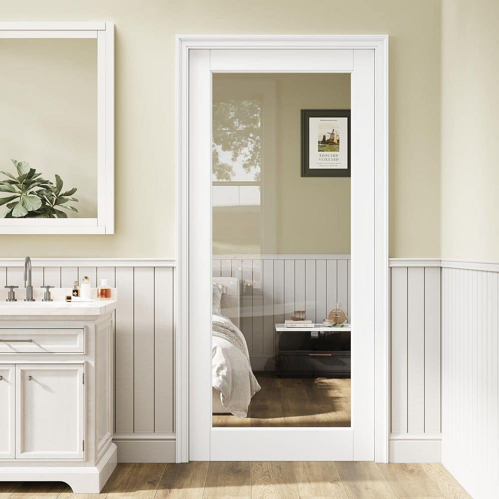 ARK DESIGN 36 in. x 80 in. Right-Hand 1-Lite Clear Glass White