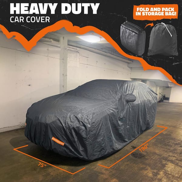 Mockins 190 in. x 75 in. x 60 in. Heavy-Duty Waterproof Car Cover - Thick 250g PVC Cotton Lined - Medium Sedan