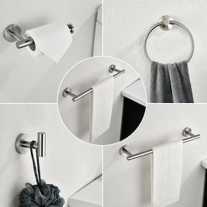 6-Piece Bath Hardware Set with 2 Towel Bars/Racks;Toilet Paper Holder;Hand Towel Holder;Towel/Robe Hook in Silver