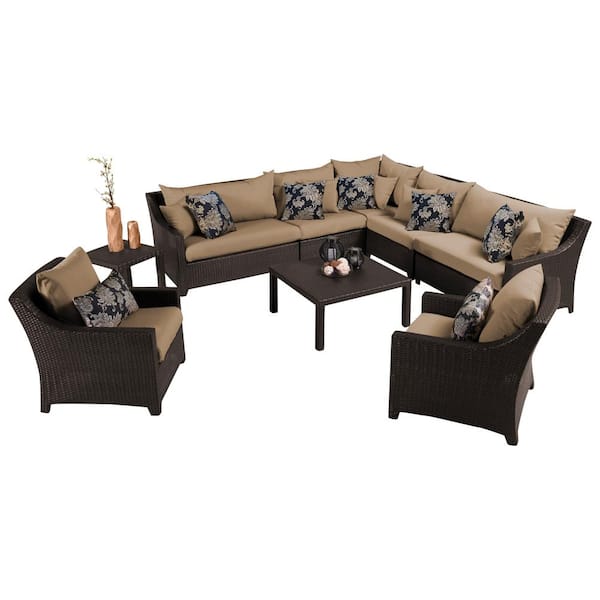 RST Brands Deco 9-Piece Patio Sectional Seating Set with Delano Beige Cushions