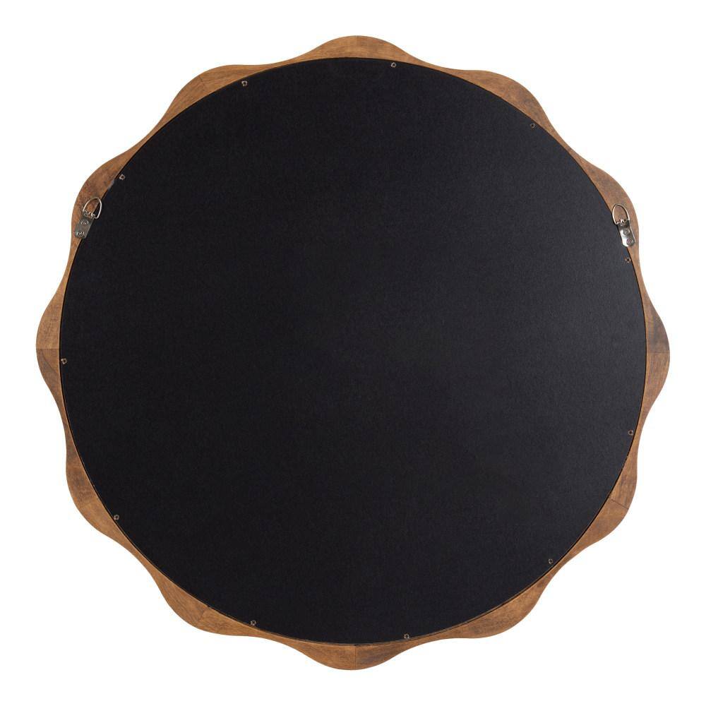 Hatherleigh 28" Rustic Brown Scalloped Round Wood Mirror