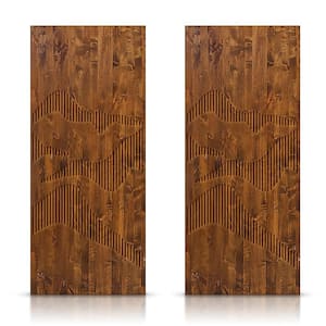 48 in. x 80 in. Hollow Core Walnut Stained Solid Wood Interior Double Sliding Closet Doors