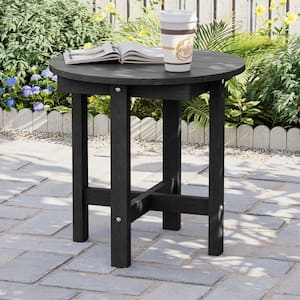 JOYESERY Round Weather Resistant HDPE Outdoor Side Table in Light
