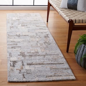 Abstract Gray/Brown 2 ft. x 8 ft. Abstract Colorblock Runner Rug