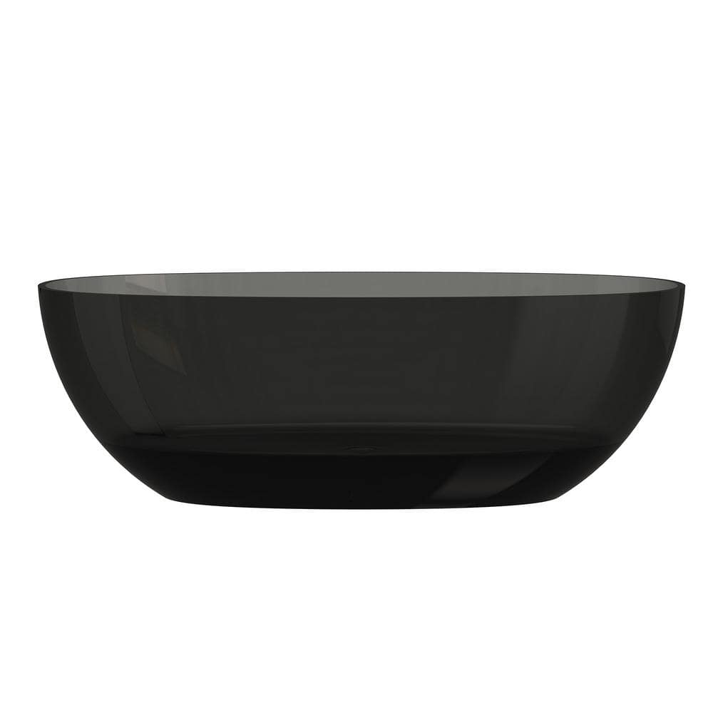 67'' x 30'' Black Transparent Resin Freestanding Soaking Bathtub