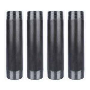 1-1/2 in. x 8 in. Black Industrial Steel Grey Plumbing Nipple (4-Pack)
