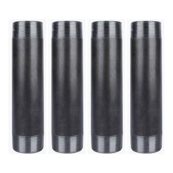 1-1/2 in. x 8 in. Black Industrial Steel Grey Plumbing Nipple (4-Pack)