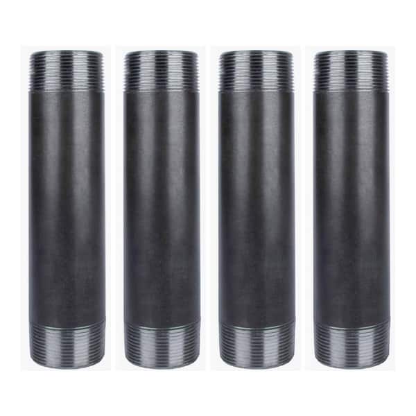 1-1/2 in. x 8 in. Black Industrial Steel Grey Plumbing Nipple (4-Pack)