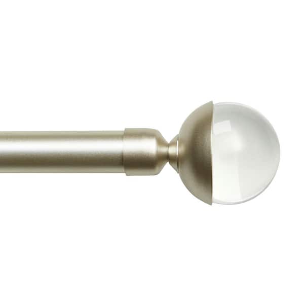 EXCLUSIVE HOME Eleanor 36 in. - 72 in. Adjustable Length 1 in. Single Curtain Rod in Matte Silver with Half-Clear Ball Finial