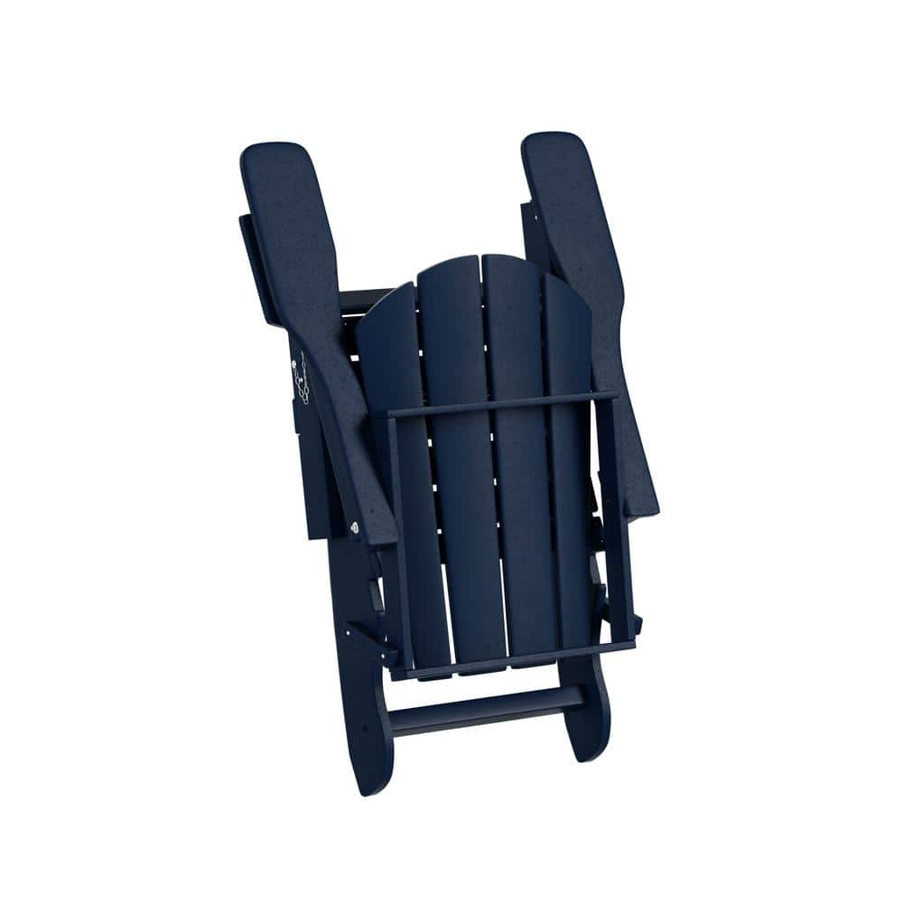 Navy Blue HDPE Plastic 7-Piece Adirondack Chair and Table Set