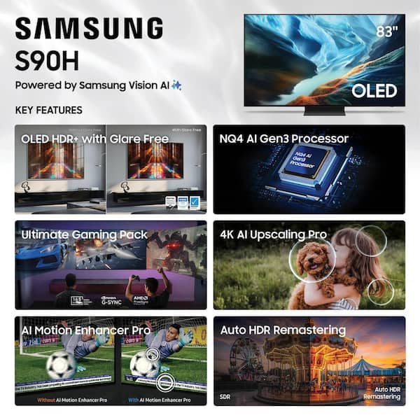 Samsung 83 in. Class S90H Series OLED 4K UHD Vision AI Smart Tizen